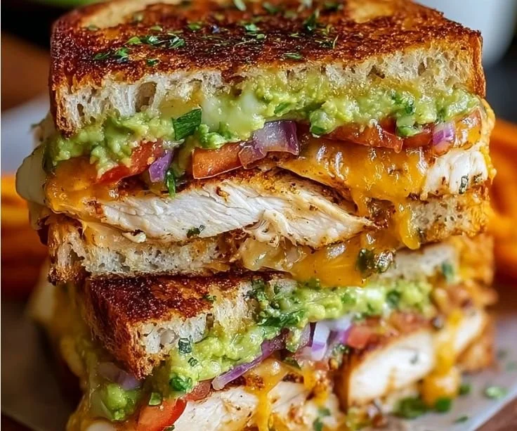 Delicious Chicken Avocado Melt Sandwich with grilled chicken and avocado