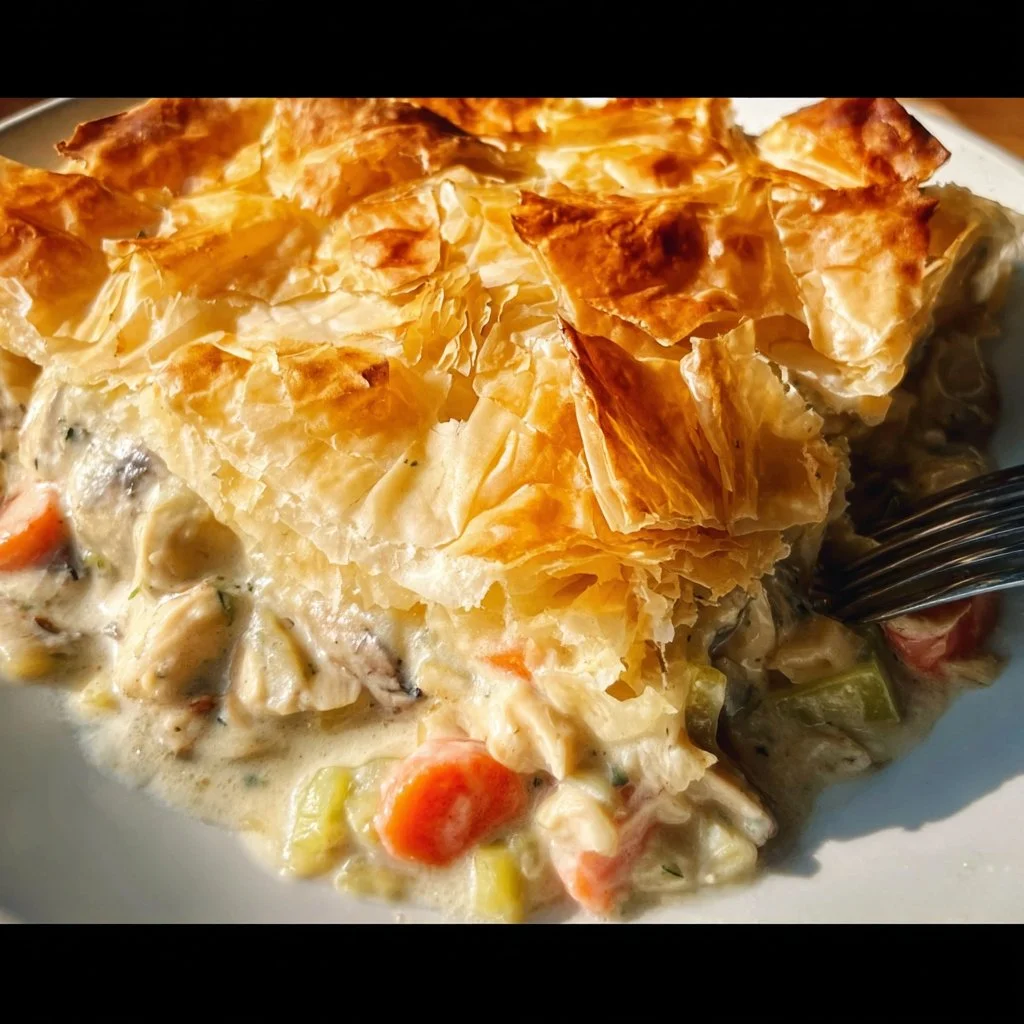 Delicious Chicken Mushroom Pot Pie with tender chicken and mushrooms