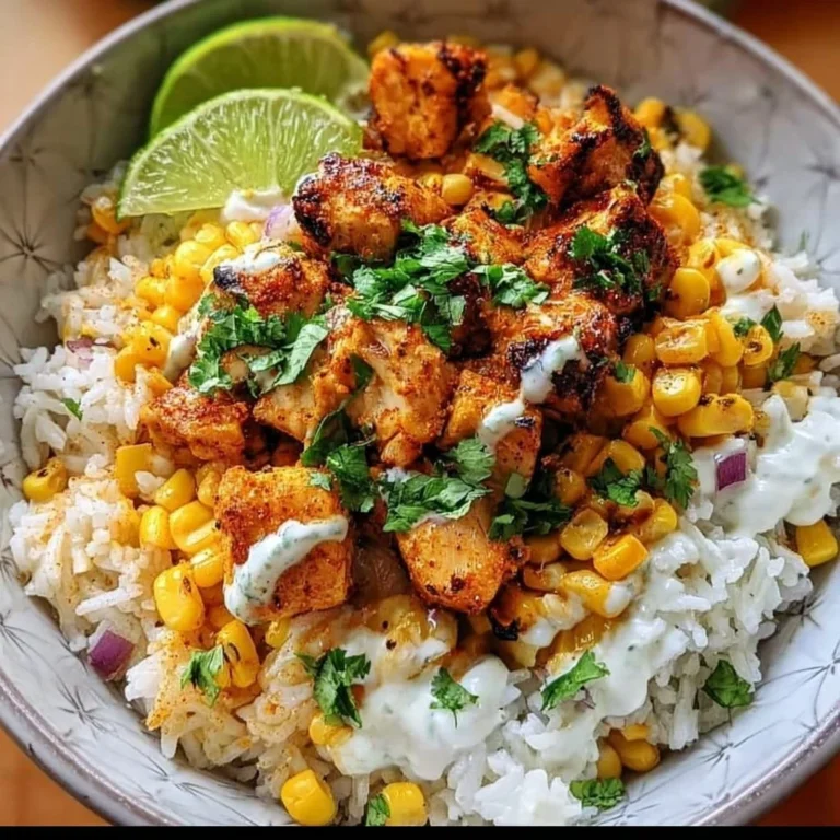 Delicious Chicken Street Corn Rice Bowl with fresh ingredients and vibrant flavors