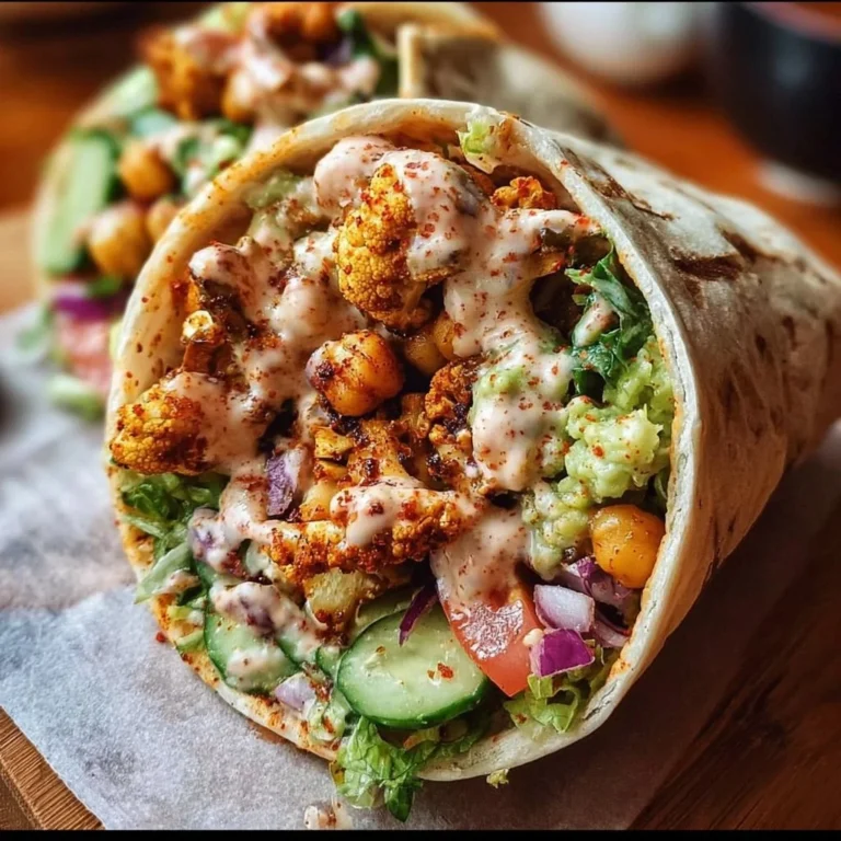 Chili lime chickpea cauliflower wrap served on a plate