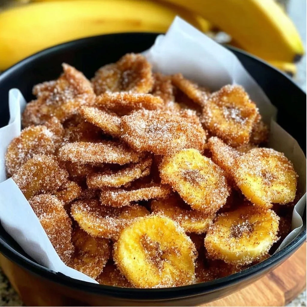 Cinnamon-sugar air fryer banana chips - a delicious sweet snack