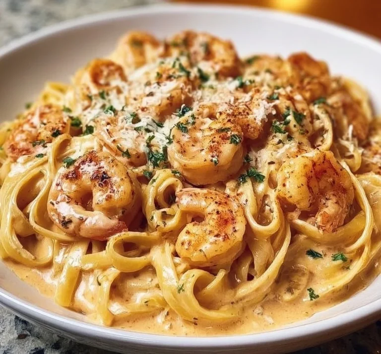 Creamy Cajun shrimp pasta served with fresh herbs and spices