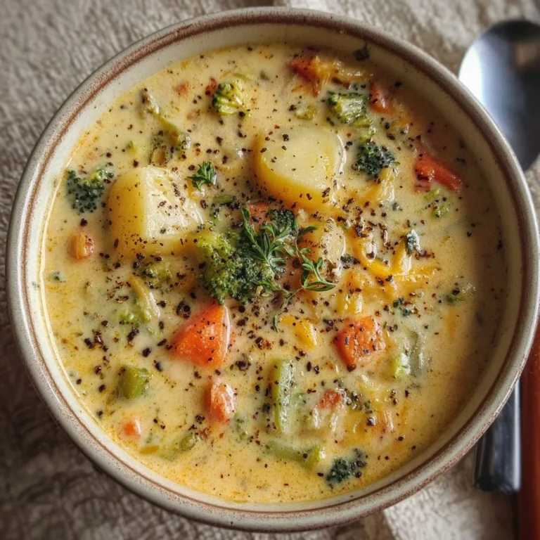 Bowl of creamy vegetable soup topped with fresh herbs and served with bread.