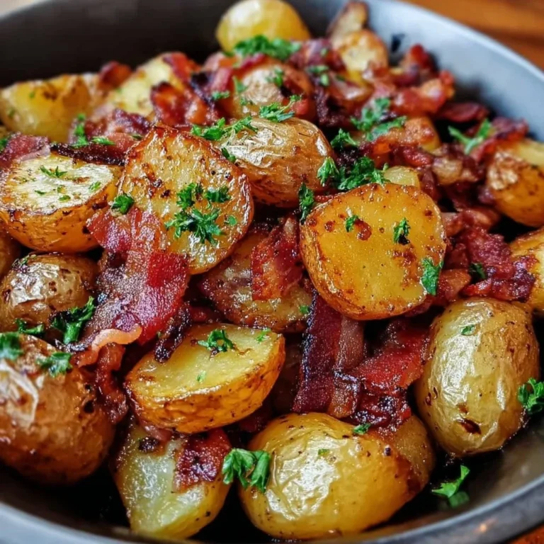 Crispy Bacon Honey Roasted Potatoes served on a plate