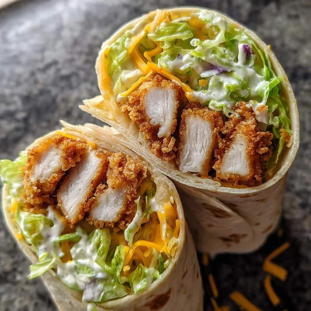 Delicious Crispy Chicken Ranch Snack Wrap showcasing crispy chicken and fresh ingredients.