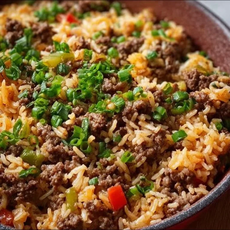 Delicious Dirty Rice with Ground Beef served on a plate