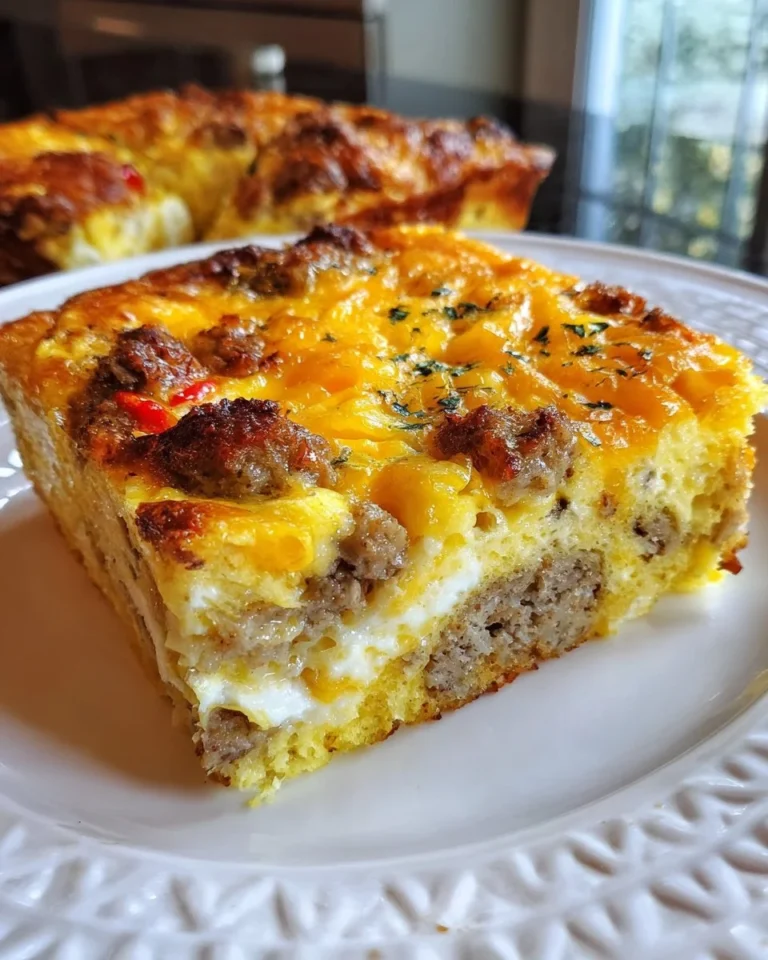 Easy sausage and egg casserole with six delicious ingredients for breakfast