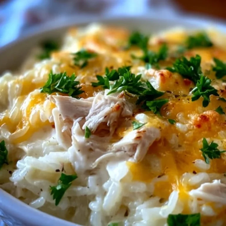 Fluffy Angel Chicken and Rice Casserole served on a plate