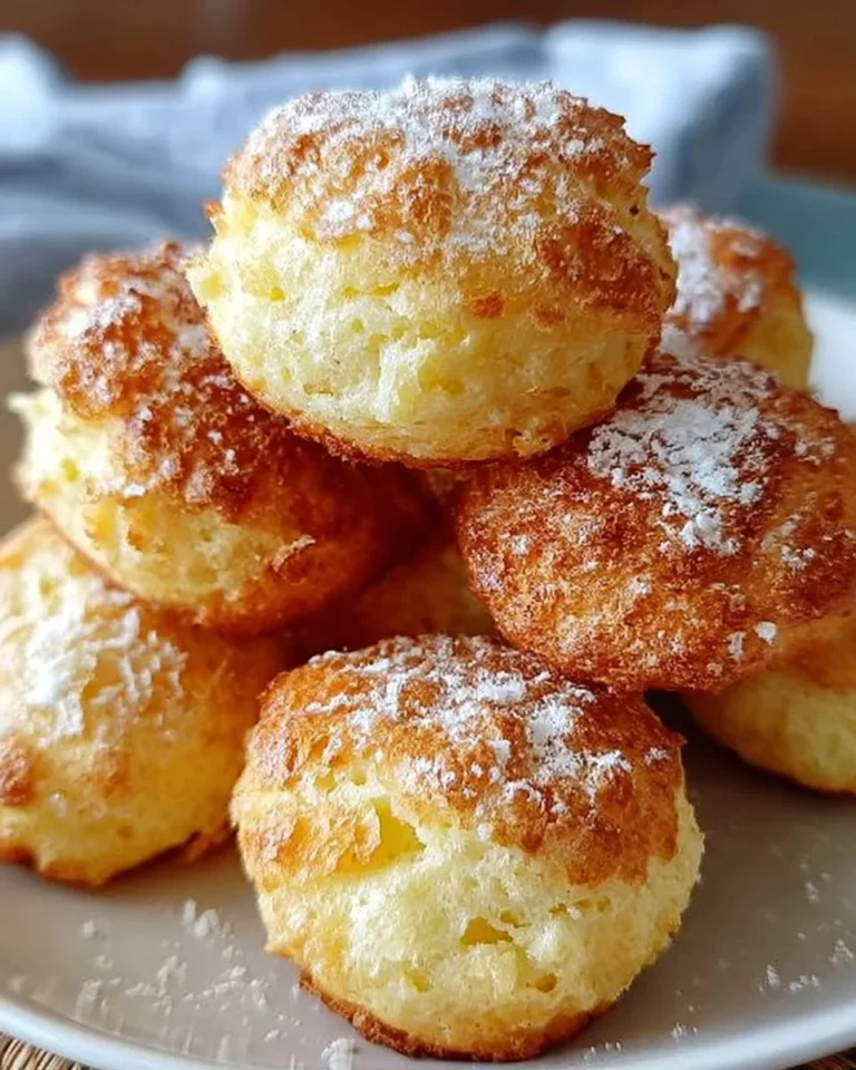 Delicious French breakfast puffs served on a plate, golden and fluffy.