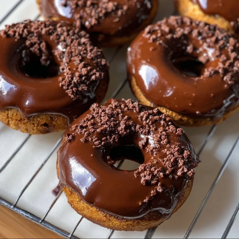 Delicious and healthy chocolate protein donuts topped with chocolate glaze.