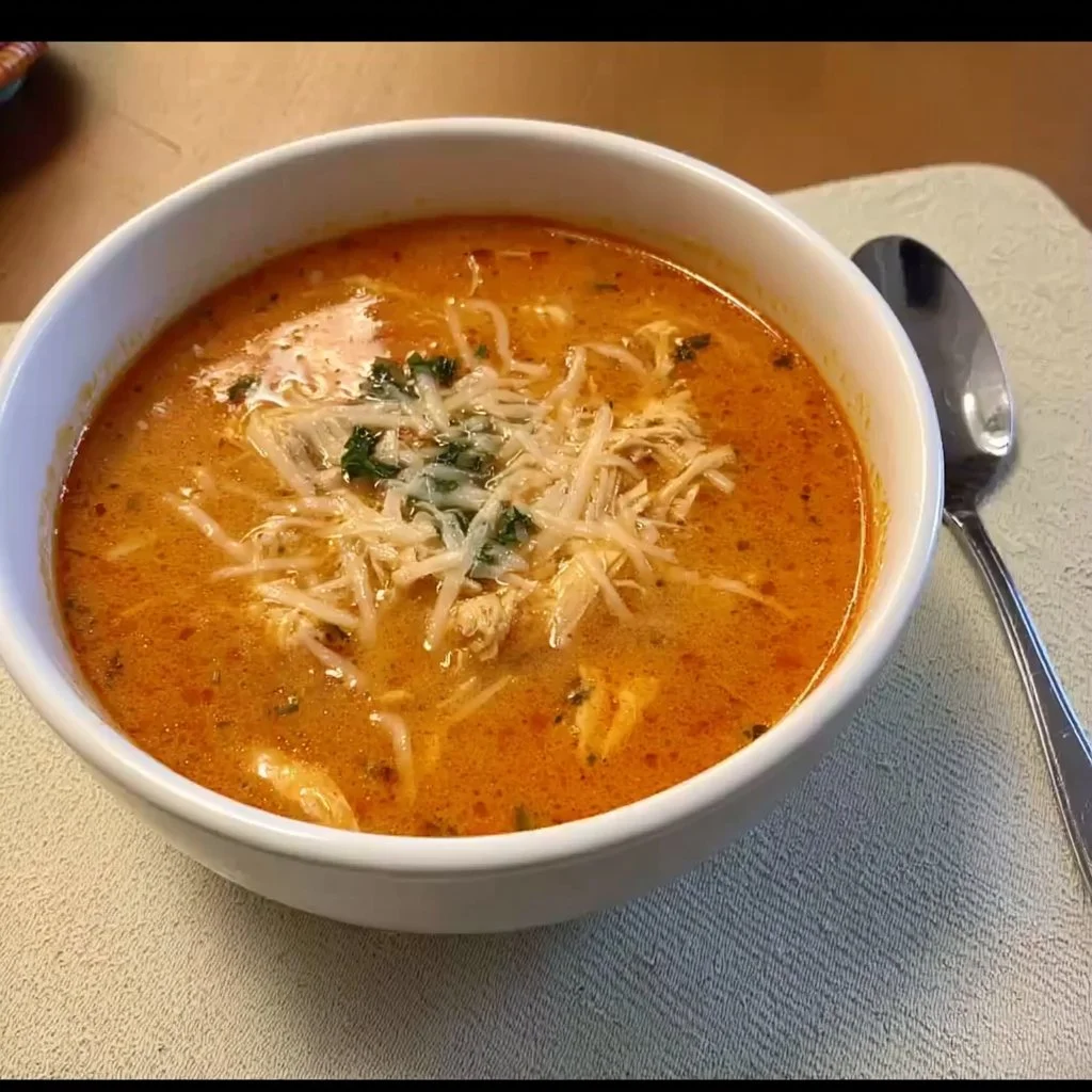 High Protein Rotel Soup with Chicken and Cottage Cheese in a bowl
