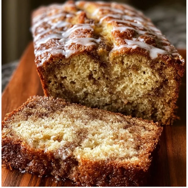 Homemade cinnamon swirl banana bread sliced on a wooden table