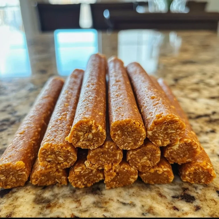 Homemade pumpkin and oatmeal dog snack sticks for healthy treats