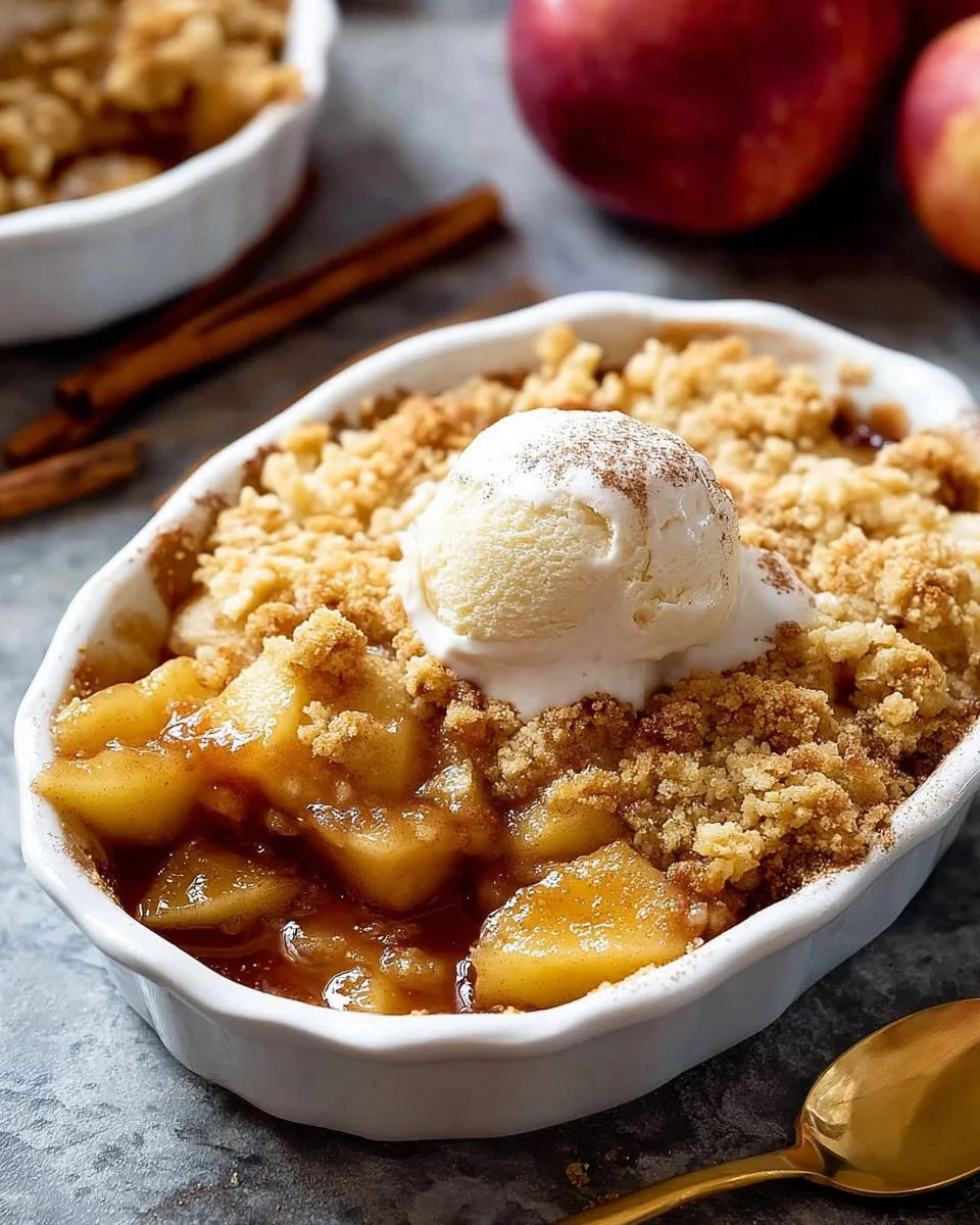 Delicious homemade apple cobbler served in a rustic dish