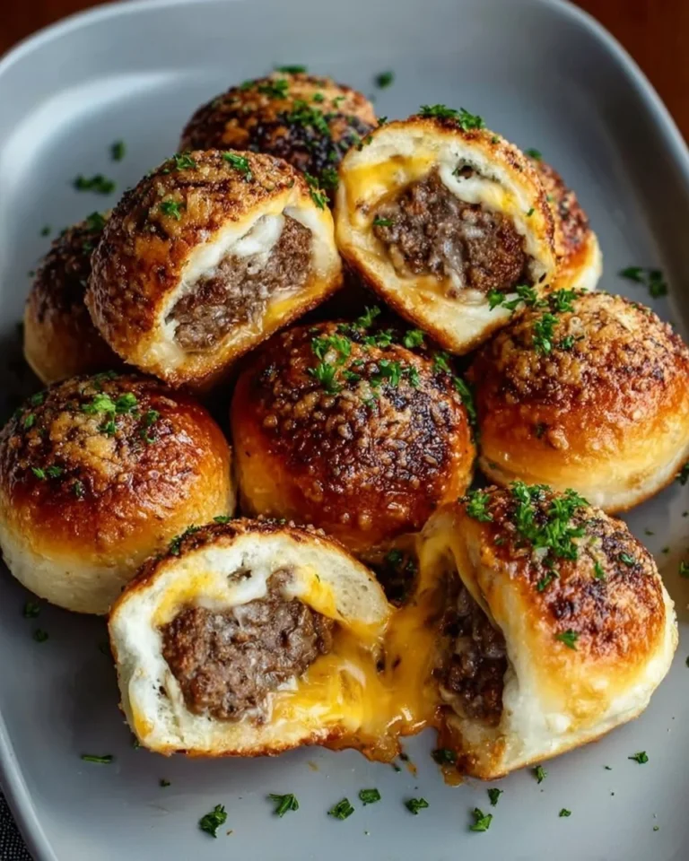 Delicious Garlic Parmesan Cheeseburger Bombs ready to serve
