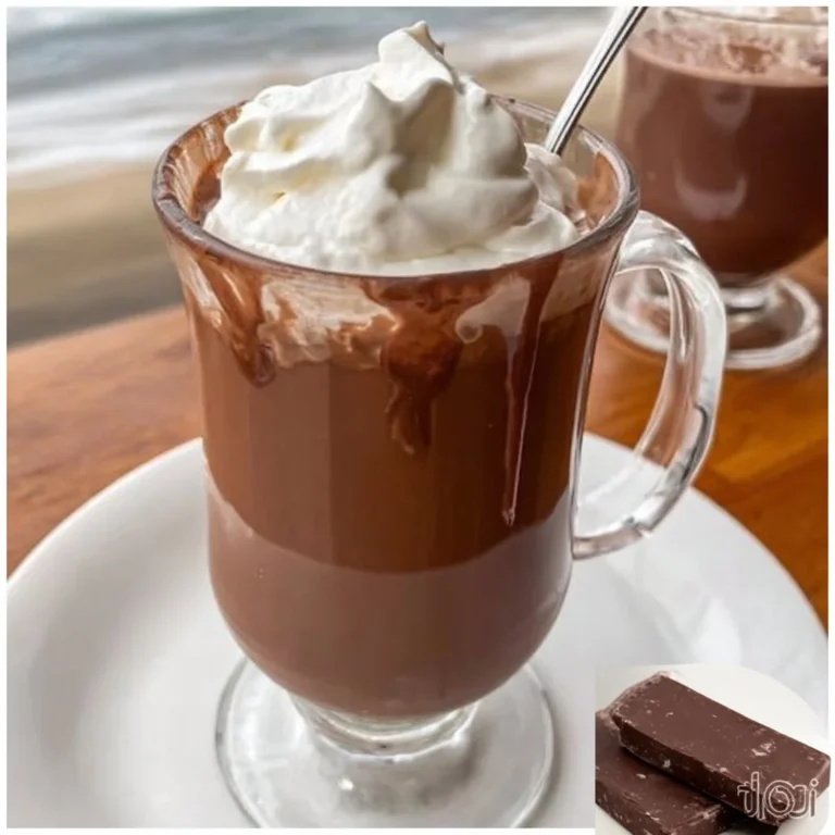 Cup of rich Italian hot chocolate topped with whipped cream