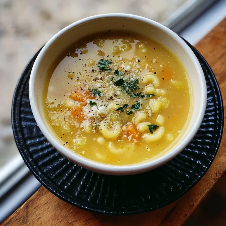 Bowl of Italian Penicillin Soup with fresh herbs and vegetables