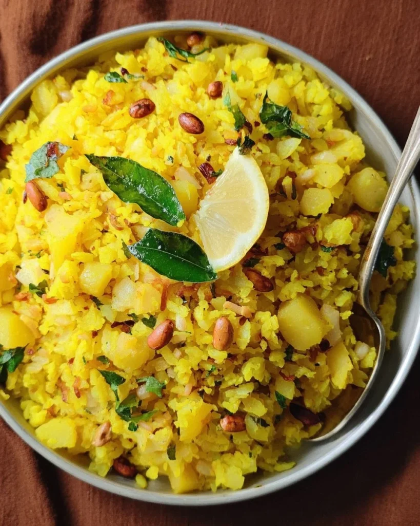 Delicious Kanda Poha dish served in a bowl with garnishes