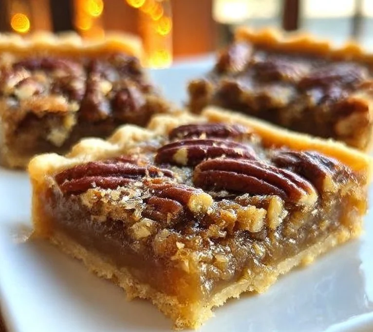Delicious Lazy Girl Pecan Pie Bars with a rich pecan topping and buttery crust.