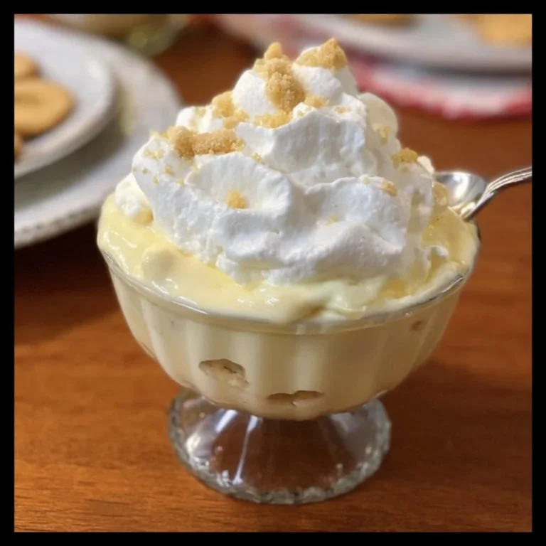 Delicious banana pudding from Magnolia Bakery, served in a glass dish.