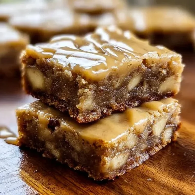 Maple glazed apple blondies topped with a rich maple glaze, perfect fall dessert.