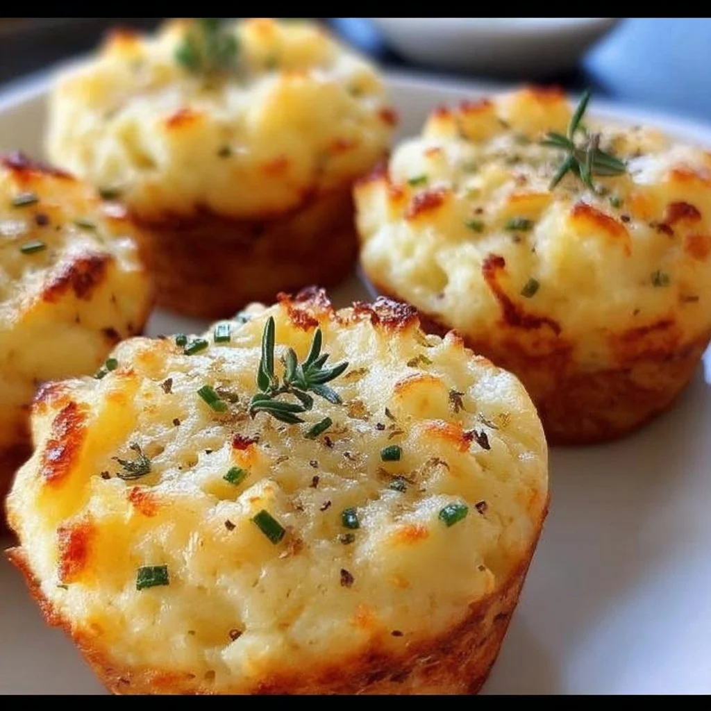 Delicious mashed potato muffins baked to perfection, served on a plate.