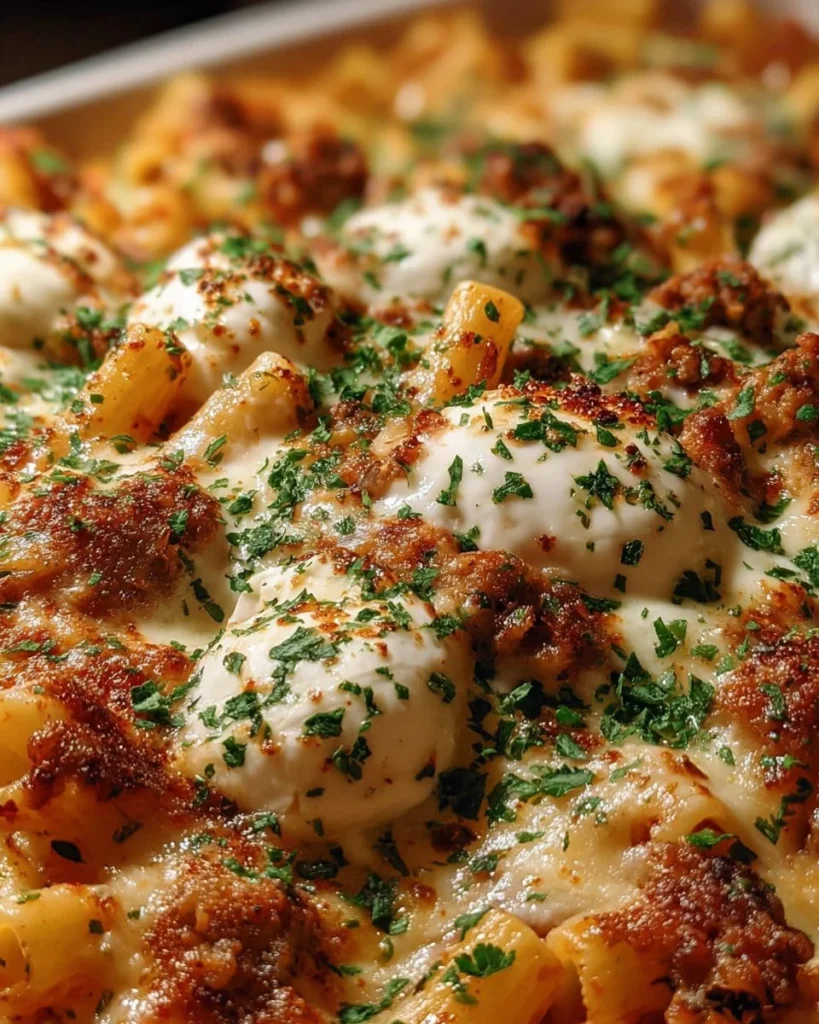 Delicious Million Dollar Baked Ziti with cheese and pasta baked to perfection