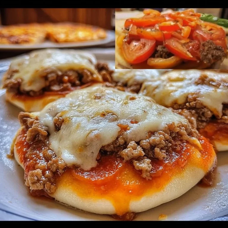 Delicious Old School Pizza Burgers topped with cheese and fresh ingredients