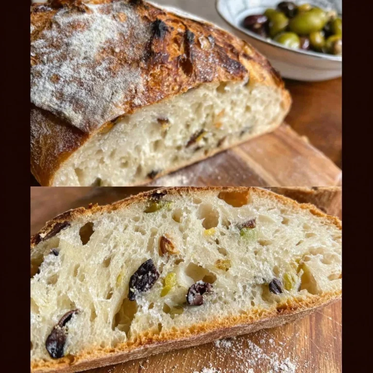 Homemade Olives Parmesan Sourdough Bread fresh out of the oven