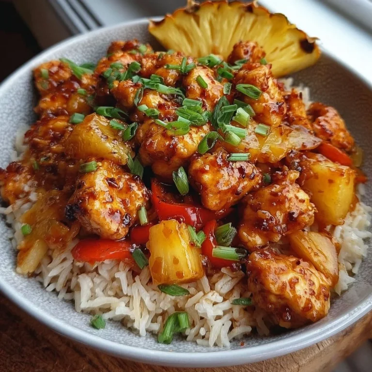 Delicious Pineapple Chicken and Rice dish served with vibrant vegetables.