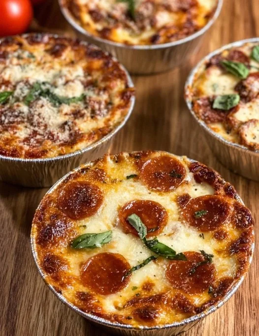 Delicious Pizza Pot Pies with a flaky crust and various toppings