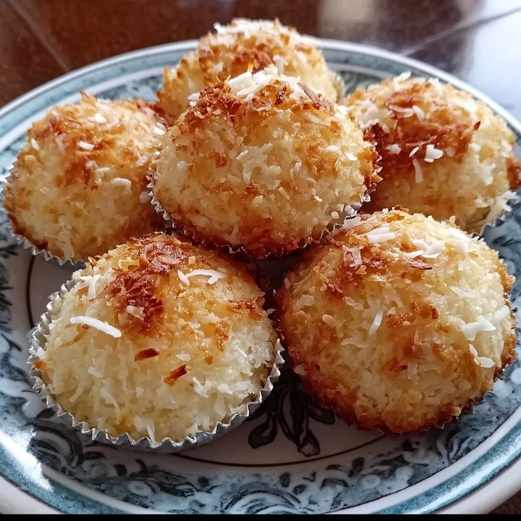 Delicious Portuguese Coconut Cakes served on a decorative platter
