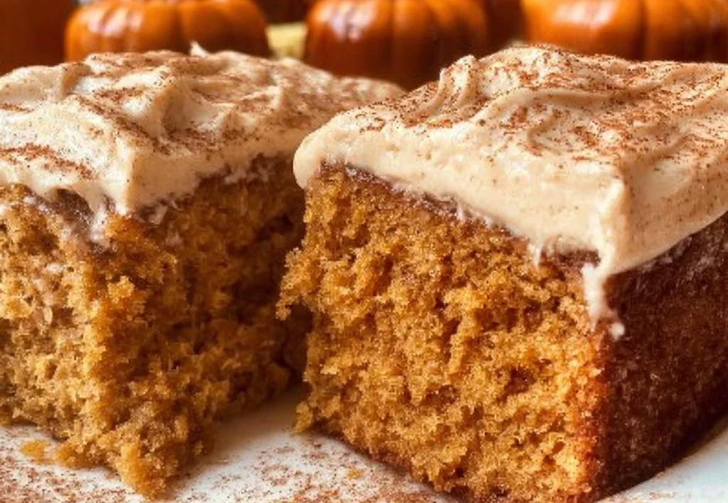 Delicious Pumpkin Spice Latte Cake topped with creamy frosting and autumn spices