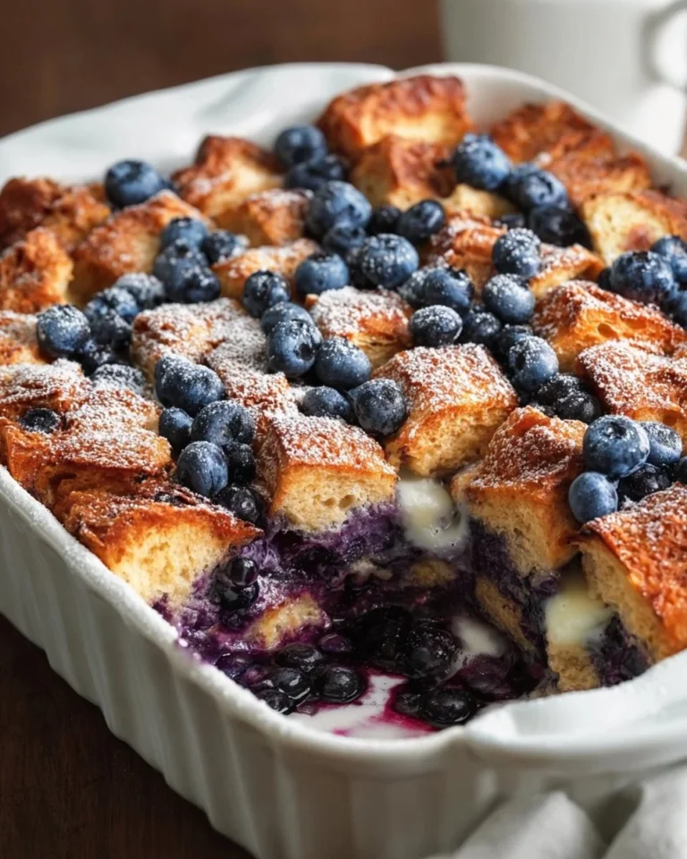 Delicious blueberry French toast casserole fresh out of the oven
