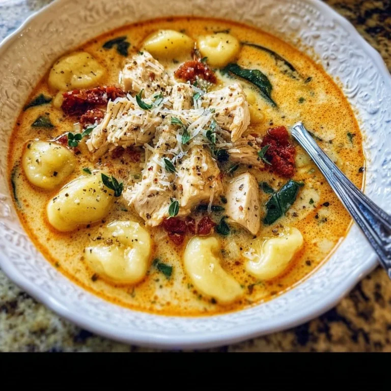 Bowl of rich and creamy Marry Me Chicken Soup garnished with herbs