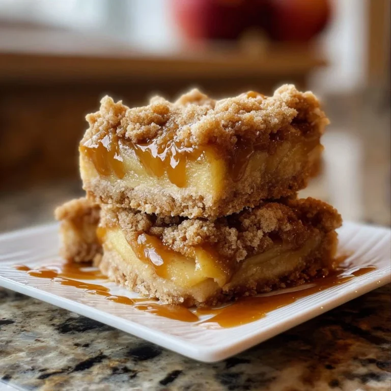 Delicious salted caramel apple crumble bars on a white plate