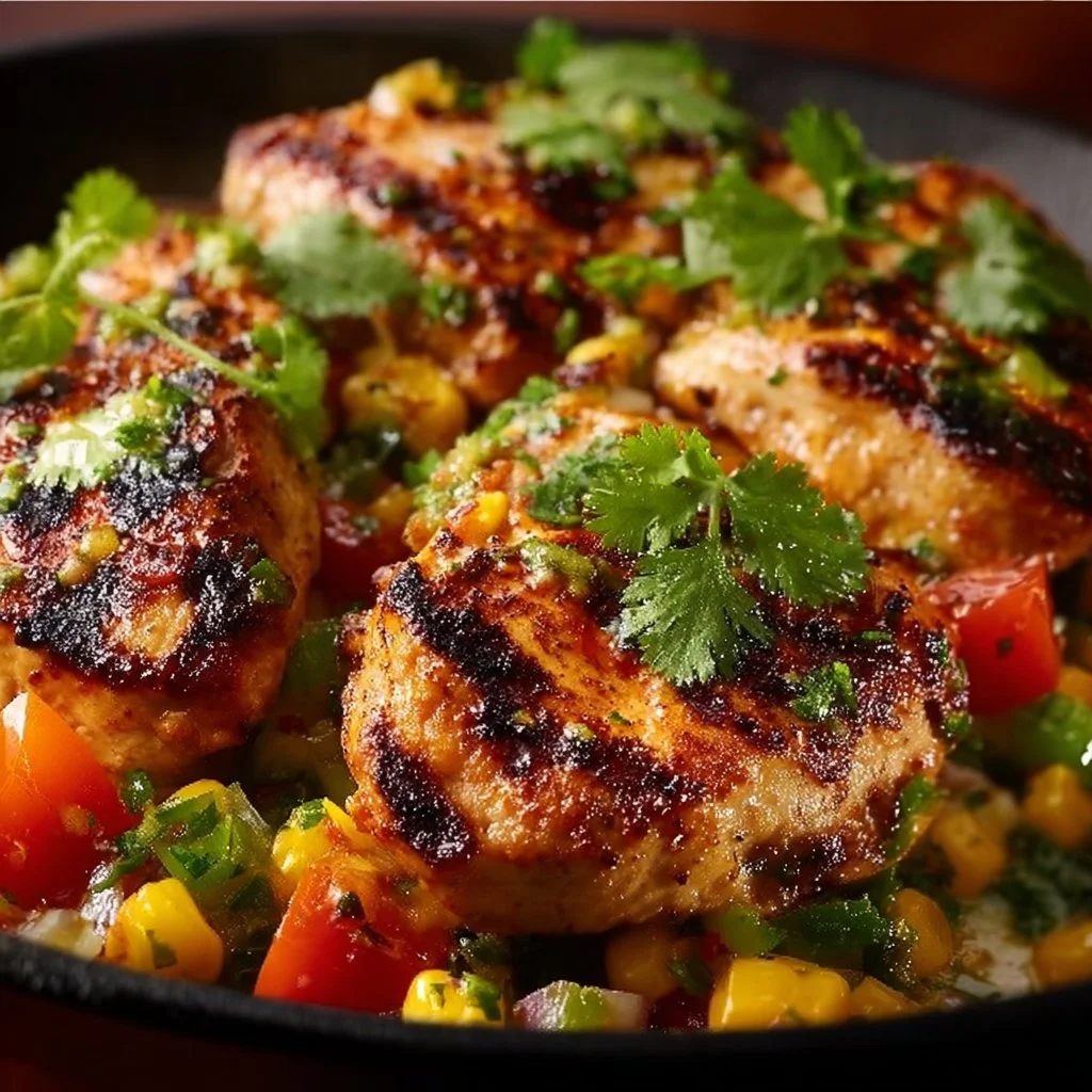 Delicious Santa Fe Chicken dish garnished with fresh herbs and spices.