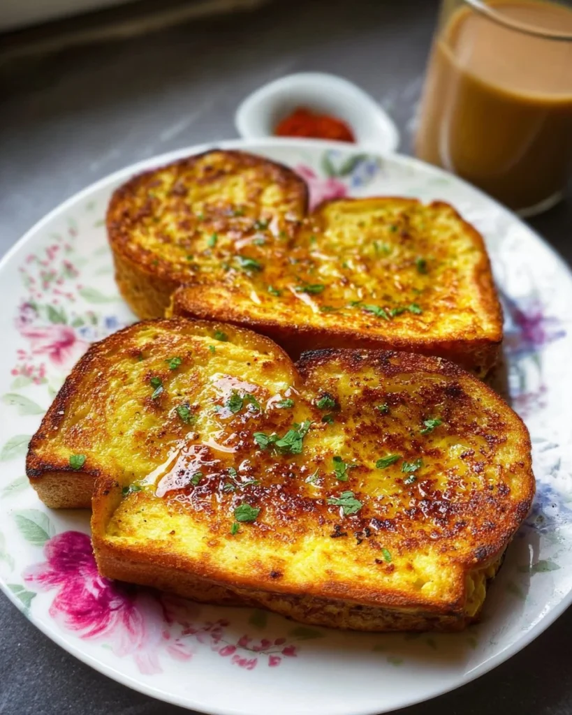 Savory French Toast topped with herbs and spices for a delightful breakfast