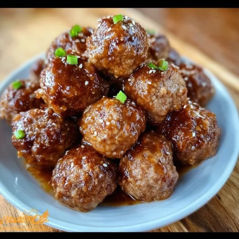 Slow cooker Hawaiian teriyaki meatballs garnished and ready to serve.