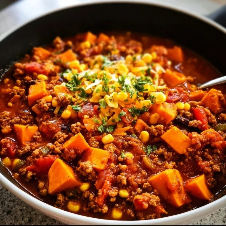 Bowl of sweet potato turkey chili with toppings