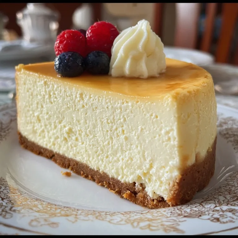 Delicious tall and creamy New York Cheesecake served on a dessert plate