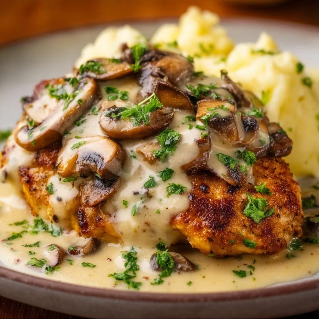 Delicious smothered chicken dish served at Texas Roadhouse restaurant