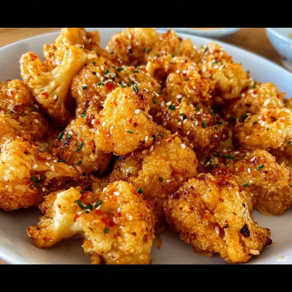 Oven-baked Bang Bang cauliflower served with a spicy sauce