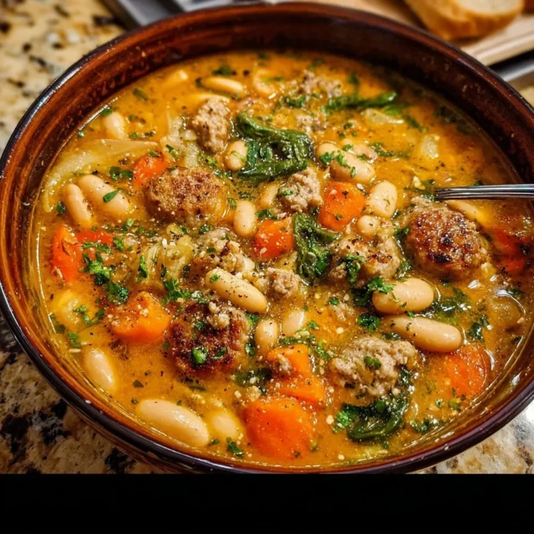 Bowl of homemade Tuscan white bean soup with fresh herbs and ingredients