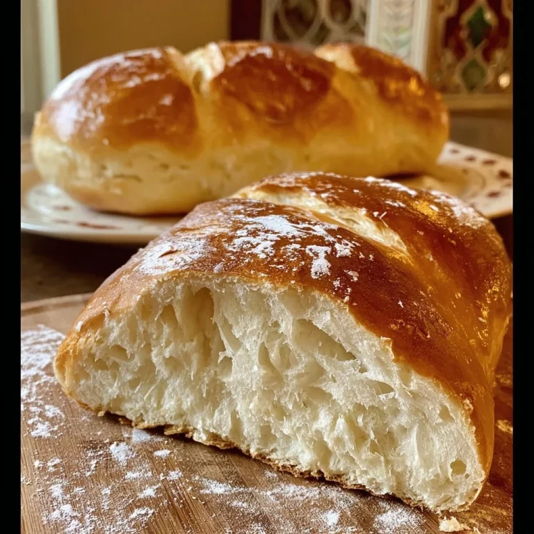 Freshly baked 20-minute homemade bread on a wooden cutting board