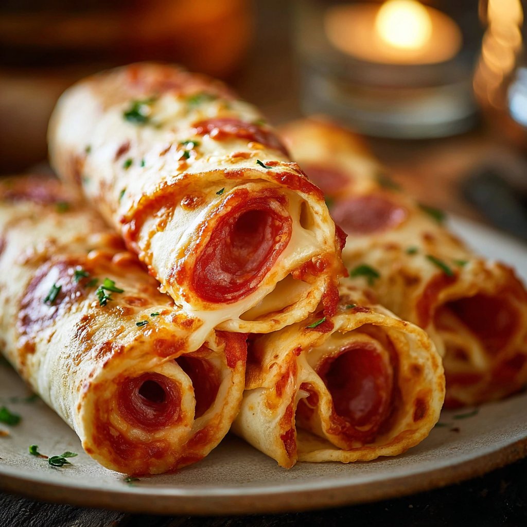 Cheesy Pepperoni Pizza Roll-Ups with Low-Carb Tortillas