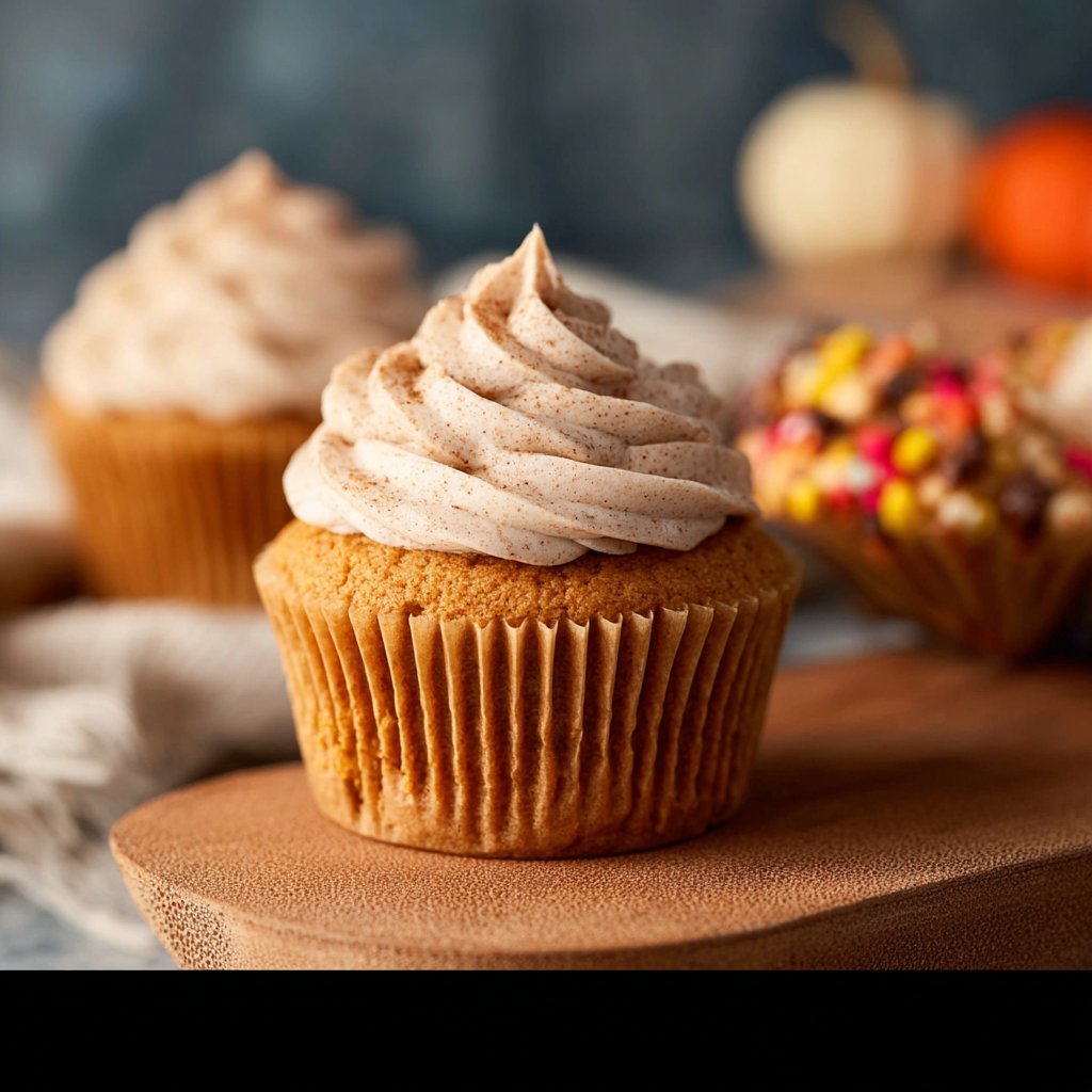 Pumpkin Spice Cupcakes with Cinnamon Brown Sugar Frosting