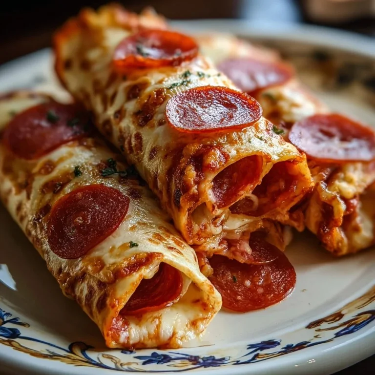 Cheesy pepperoni pizza roll-ups with low-carb tortillas on a plate