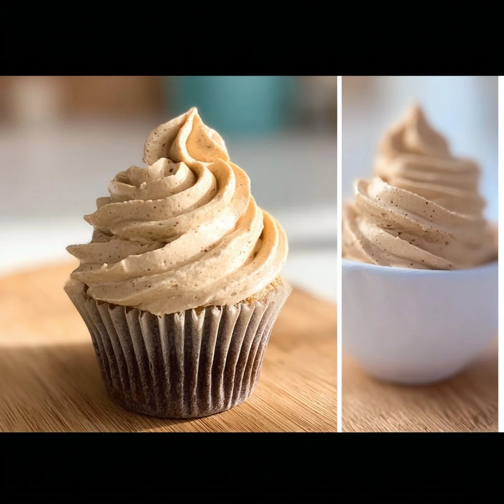 Delicious Coffee Buttercream Frosting on a cupcake