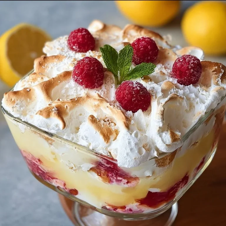 Delicious layered creamy lemon meringue trifle dessert in a glass